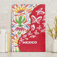 Mexico Christmas Canvas Wall Art with Butterfly Cactus and Colorful Floral Folk Art - Wonder Print Shop