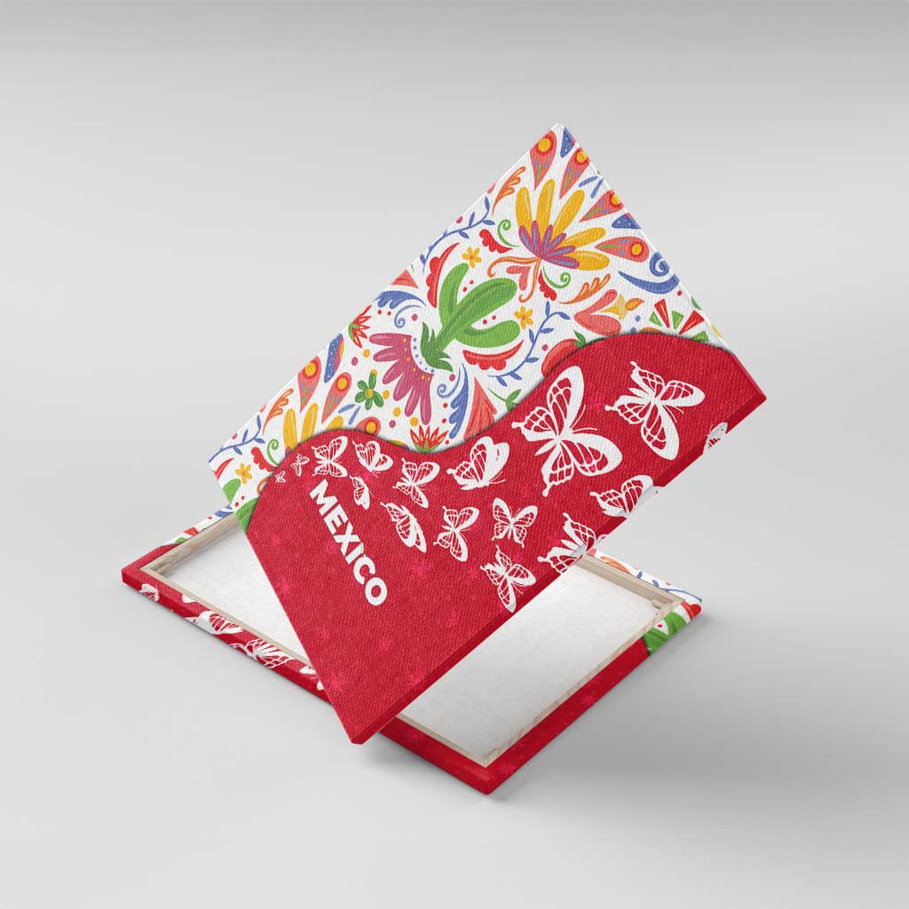 Mexico Christmas Canvas Wall Art with Butterfly Cactus and Colorful Floral Folk Art - Wonder Print Shop