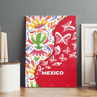 Mexico Christmas Canvas Wall Art with Butterfly Cactus and Colorful Floral Folk Art - Wonder Print Shop