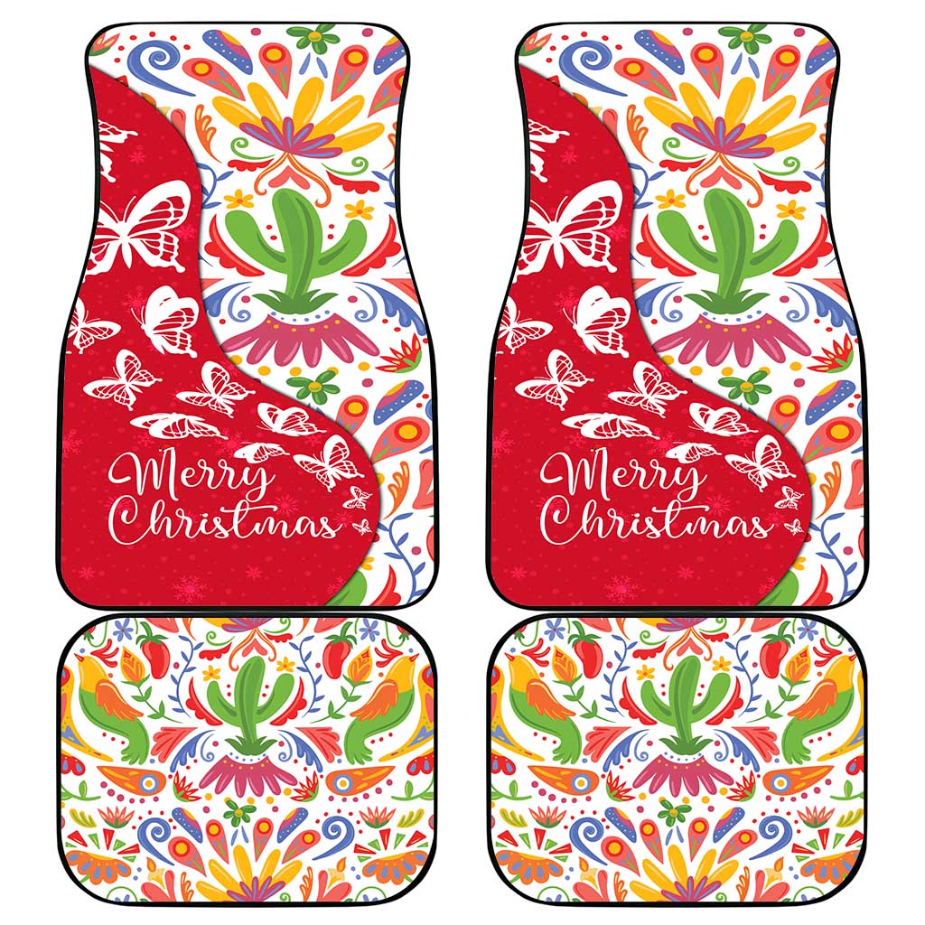Mexico Christmas Car Mats with Butterfly Cactus and Colorful Floral Folk Art - Wonder Print Shop