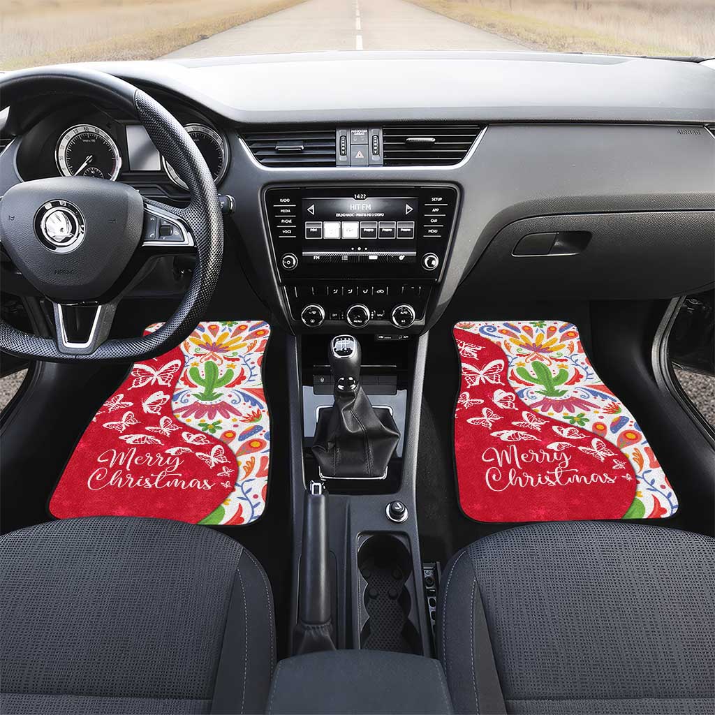 Mexico Christmas Car Mats with Butterfly Cactus and Colorful Floral Folk Art - Wonder Print Shop