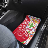 Mexico Christmas Car Mats with Butterfly Cactus and Colorful Floral Folk Art - Wonder Print Shop