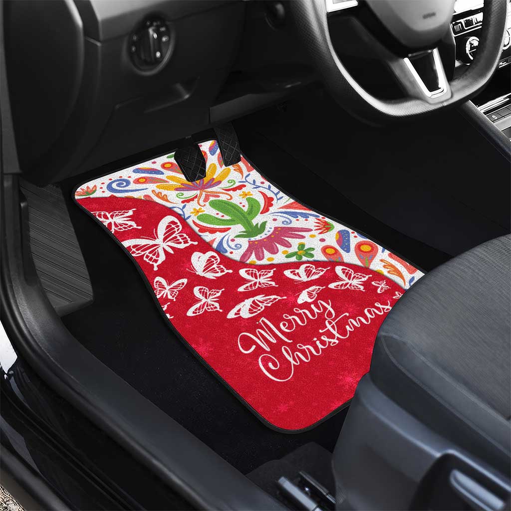 Mexico Christmas Car Mats with Butterfly Cactus and Colorful Floral Folk Art - Wonder Print Shop