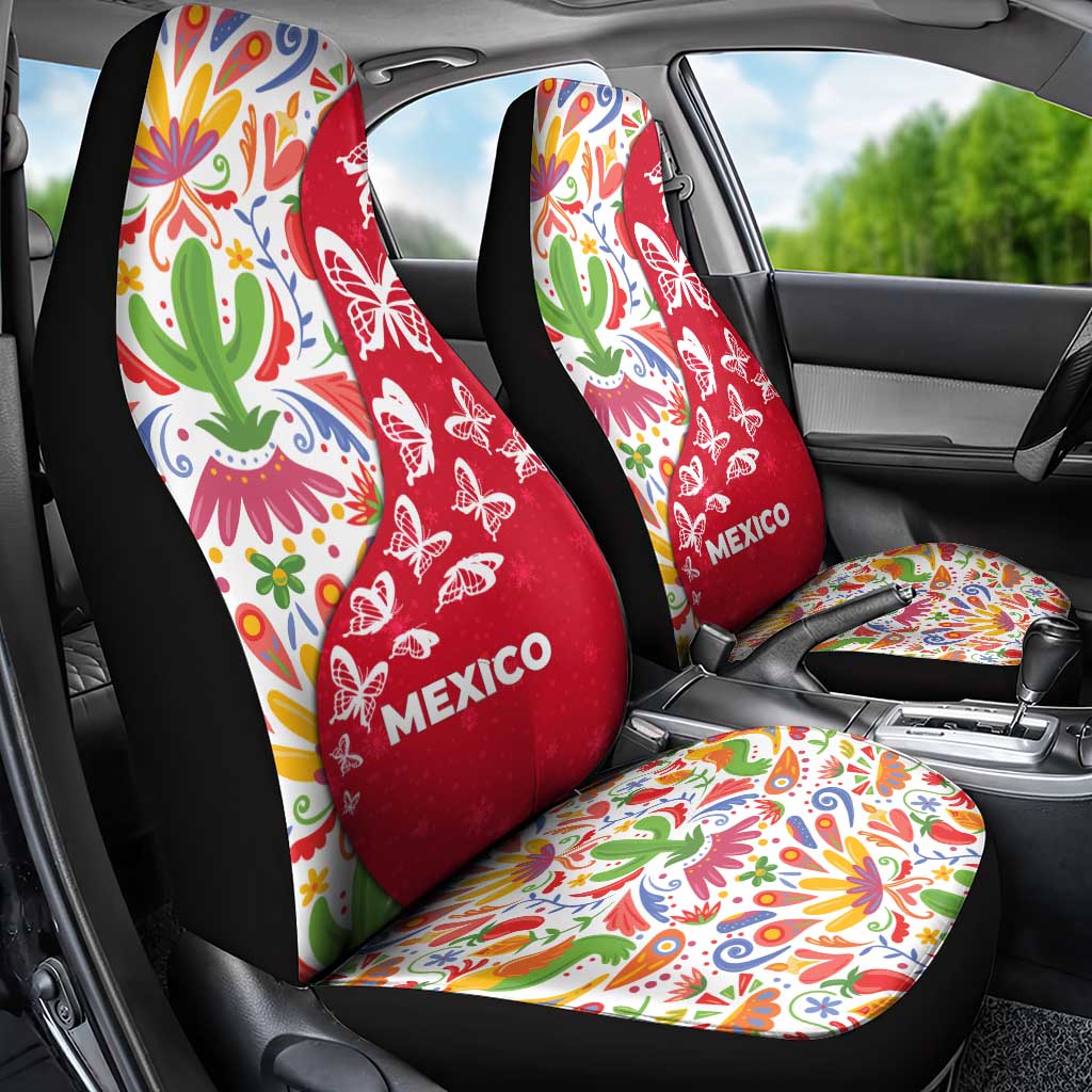 Mexico Christmas Car Seat Cover with Butterfly Cactus and Colorful Floral Folk Art - Wonder Print Shop