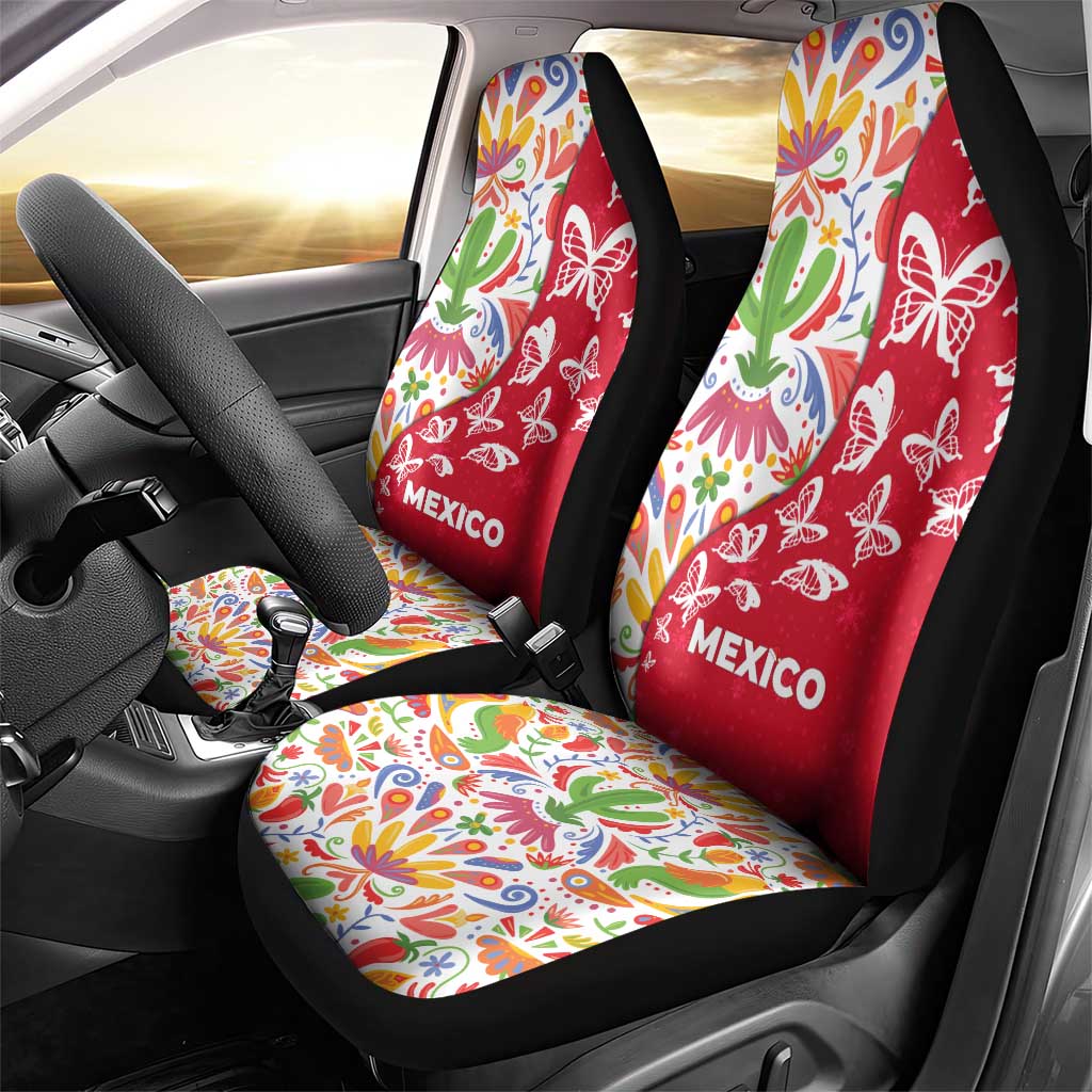 Mexico Christmas Car Seat Cover with Butterfly Cactus and Colorful Floral Folk Art - Wonder Print Shop