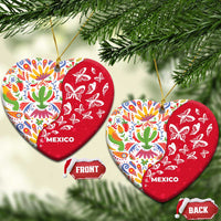 Mexico Christmas Ceramic Ornament with Butterfly Cactus and Colorful Floral Folk Art - Wonder Print Shop