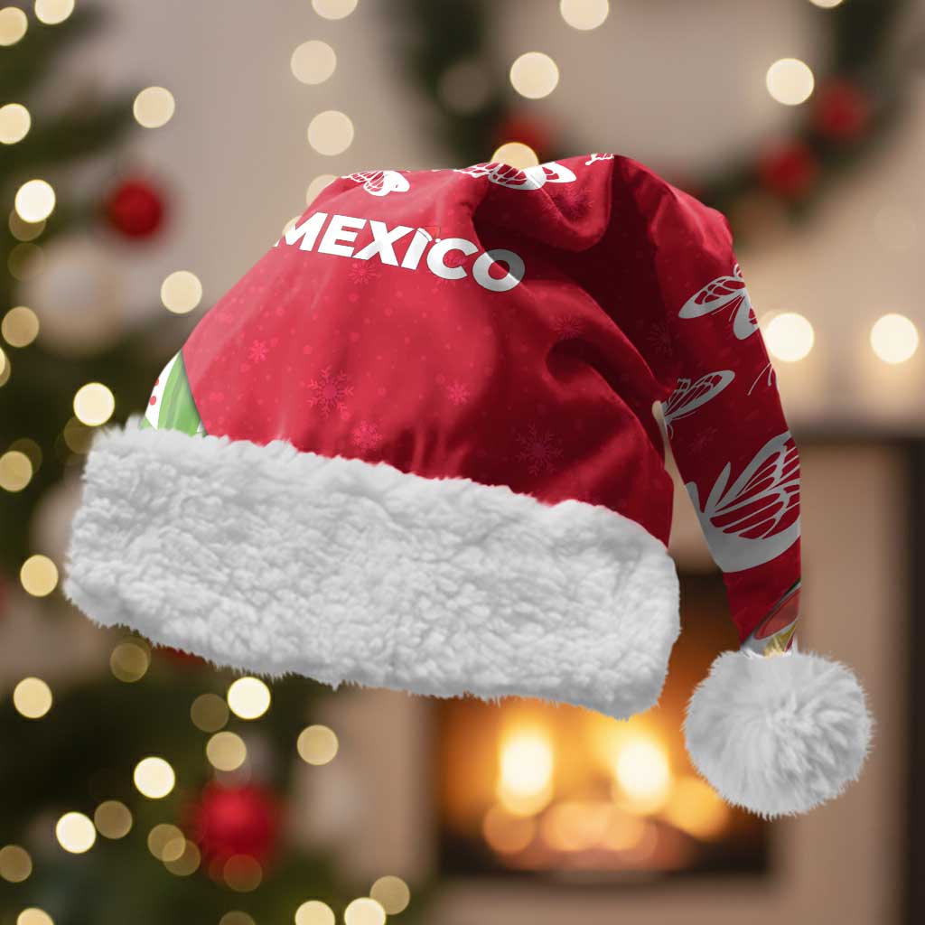 Mexico Christmas Santa Hat with Butterfly Cactus and Colorful Floral Folk Art - Wonder Print Shop