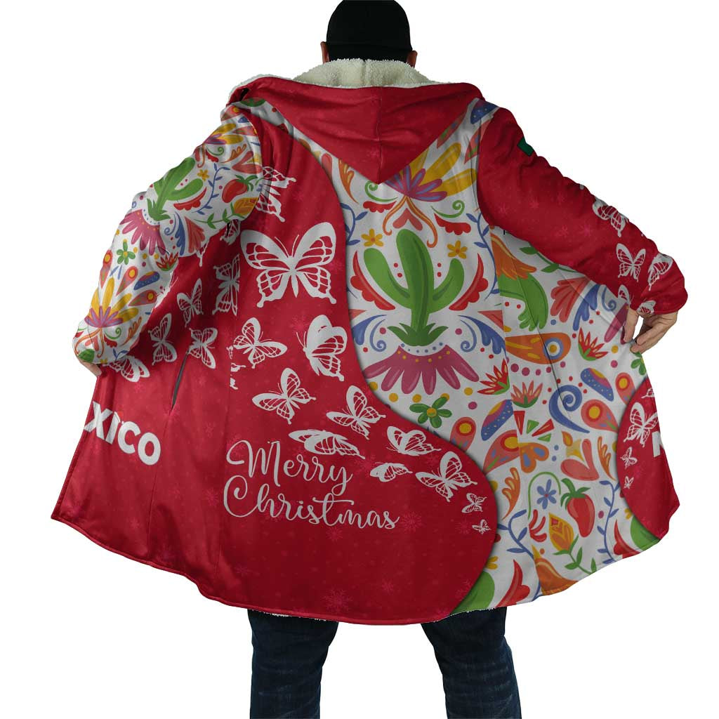 Mexico Christmas Cloak with Butterfly Cactus and Colorful Floral Folk Art - Wonder Print Shop
