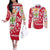 Mexico Christmas Couples Matching Off The Shoulder Long Sleeve Dress and Long Sleeve Button Shirt with Butterfly Cactus and Colorful Floral Folk Art - Wonder Print Shop