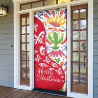 Mexico Christmas Door Cover with Butterfly Cactus and Colorful Floral Folk Art - Wonder Print Shop