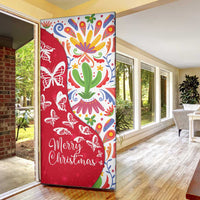 Mexico Christmas Door Cover with Butterfly Cactus and Colorful Floral Folk Art - Wonder Print Shop