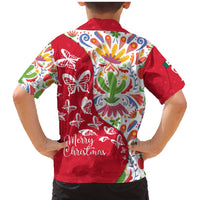Mexico Christmas Family Matching Mermaid Dress and Hawaiian Shirt with Butterfly Cactus and Colorful Floral Folk Art - Wonder Print Shop