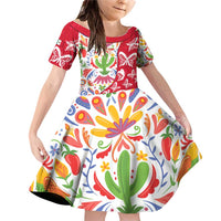 Mexico Christmas Family Matching Off Shoulder Short Dress and Hawaiian Shirt with Butterfly Cactus and Colorful Floral Folk Art - Wonder Print Shop