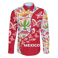 Mexico Christmas Family Matching Short Sleeve Bodycon Dress and Hawaiian Shirt with Butterfly Cactus and Colorful Floral Folk Art - Wonder Print Shop