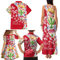 Mexico Christmas Family Matching Tank Maxi Dress and Hawaiian Shirt with Butterfly Cactus and Colorful Floral Folk Art - Wonder Print Shop