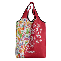 Mexico Christmas Grocery Bag with Butterfly Cactus and Colorful Floral Folk Art - Wonder Print Shop
