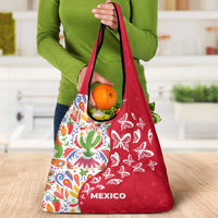 Mexico Christmas Grocery Bag with Butterfly Cactus and Colorful Floral Folk Art - Wonder Print Shop