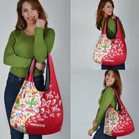 Mexico Christmas Grocery Bag with Butterfly Cactus and Colorful Floral Folk Art - Wonder Print Shop