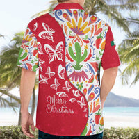 Mexico Christmas Hawaiian Shirt with Butterfly Cactus and Colorful Floral Folk Art - Wonder Print Shop