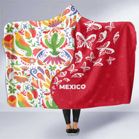 Mexico Christmas Hooded Blanket with Butterfly Cactus and Colorful Floral Folk Art - Wonder Print Shop