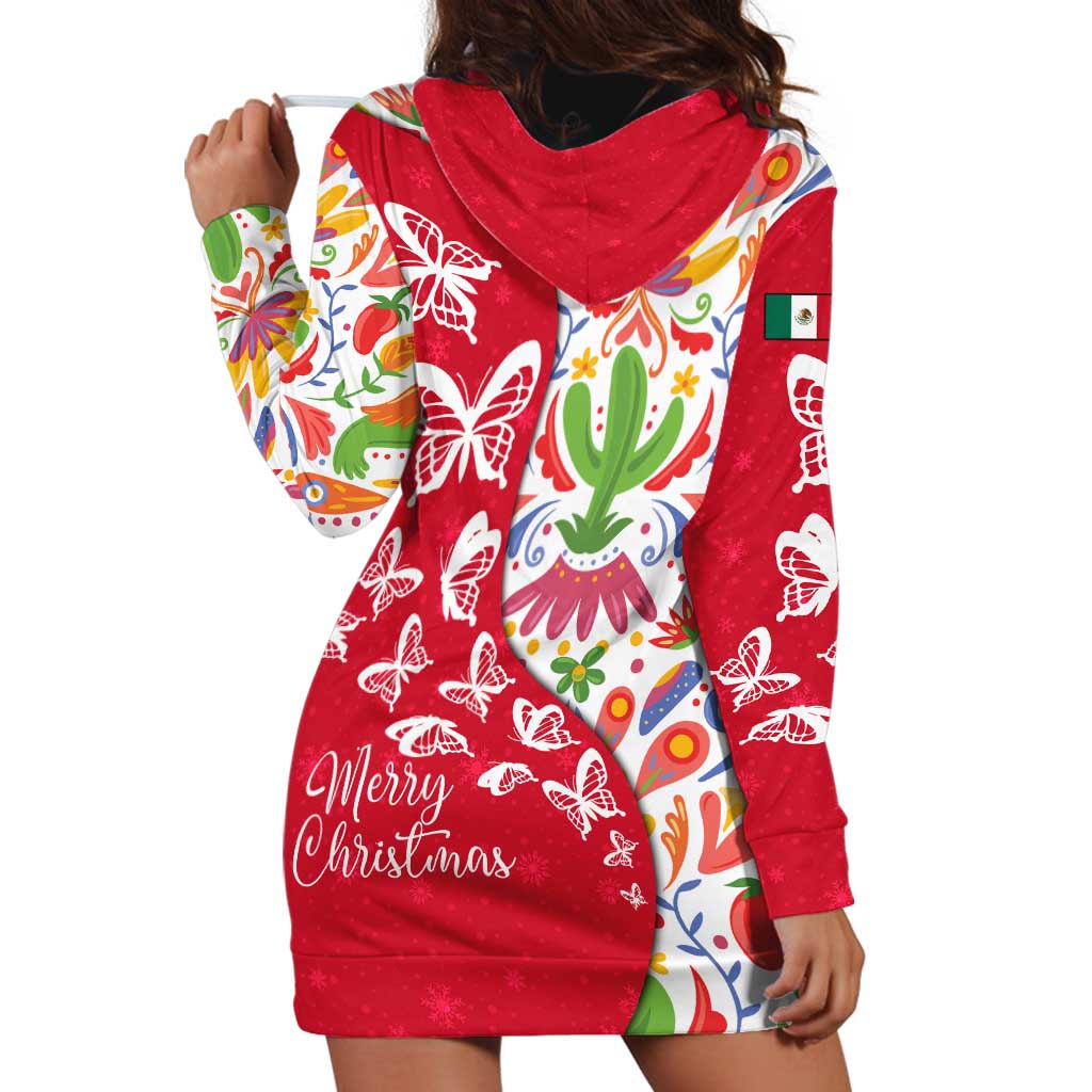 Mexico Christmas Hoodie Dress with Butterfly Cactus and Colorful Floral Folk Art - Wonder Print Shop