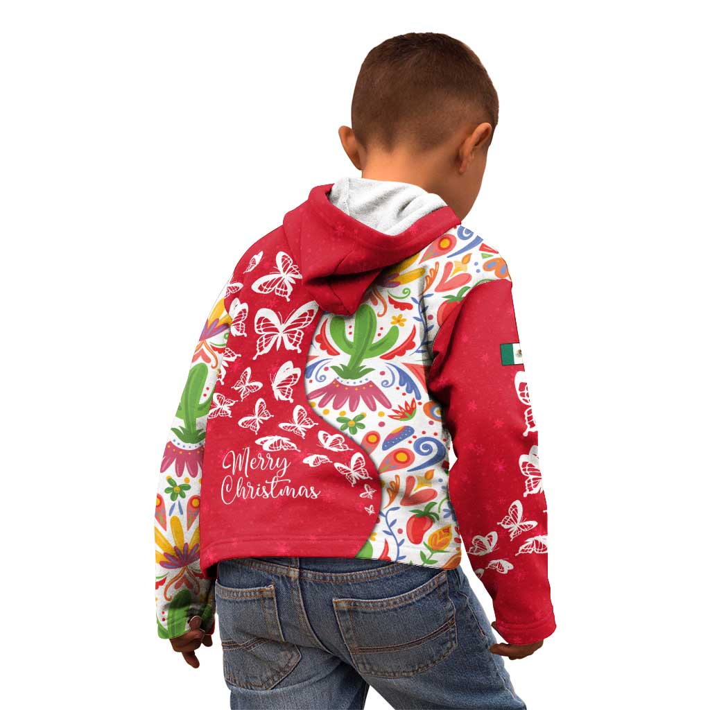 Mexico Christmas Kid Hoodie with Butterfly Cactus and Colorful Floral Folk Art - Wonder Print Shop