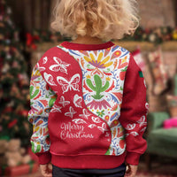 Mexico Christmas Kid Ugly Christmas Sweater with Butterfly Cactus and Colorful Floral Folk Art - Wonder Print Shop
