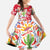 Mexico Christmas Kid Short Sleeve Dress with Butterfly Cactus and Colorful Floral Folk Art - Wonder Print Shop