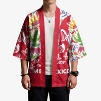 Mexico Christmas Kimono with Butterfly Cactus and Colorful Floral Folk Art - Wonder Print Shop