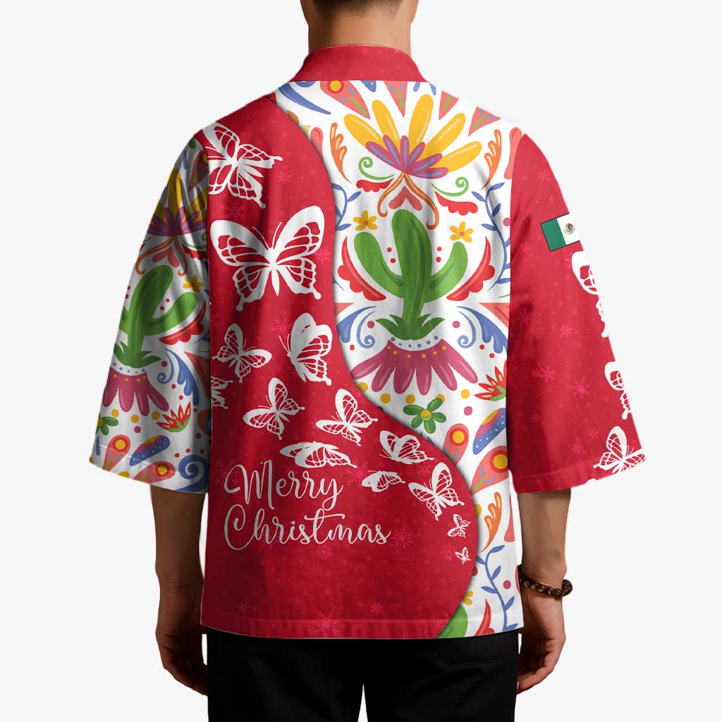 Mexico Christmas Kimono with Butterfly Cactus and Colorful Floral Folk Art - Wonder Print Shop