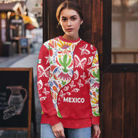 Mexico Christmas Ugly Christmas Sweater with Butterfly Cactus and Colorful Floral Folk Art - Wonder Print Shop
