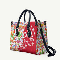 Mexico Christmas Leather Bag with Butterfly Cactus and Colorful Floral Folk Art - Wonder Print Shop