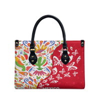 Mexico Christmas Leather Bag with Butterfly Cactus and Colorful Floral Folk Art - Wonder Print Shop