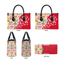 Mexico Christmas Leather Bag with Butterfly Cactus and Colorful Floral Folk Art - Wonder Print Shop
