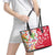 Mexico Christmas Leather Tote Bag with Butterfly Cactus and Colorful Floral Folk Art - Wonder Print Shop