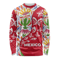 Mexico Christmas Long Sleeve Shirt with Butterfly Cactus and Colorful Floral Folk Art - Wonder Print Shop