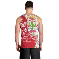 Mexico Christmas Men Tank Top with Butterfly Cactus and Colorful Floral Folk Art - Wonder Print Shop