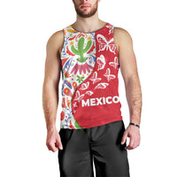 Mexico Christmas Men Tank Top with Butterfly Cactus and Colorful Floral Folk Art - Wonder Print Shop