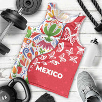 Mexico Christmas Men Tank Top with Butterfly Cactus and Colorful Floral Folk Art - Wonder Print Shop