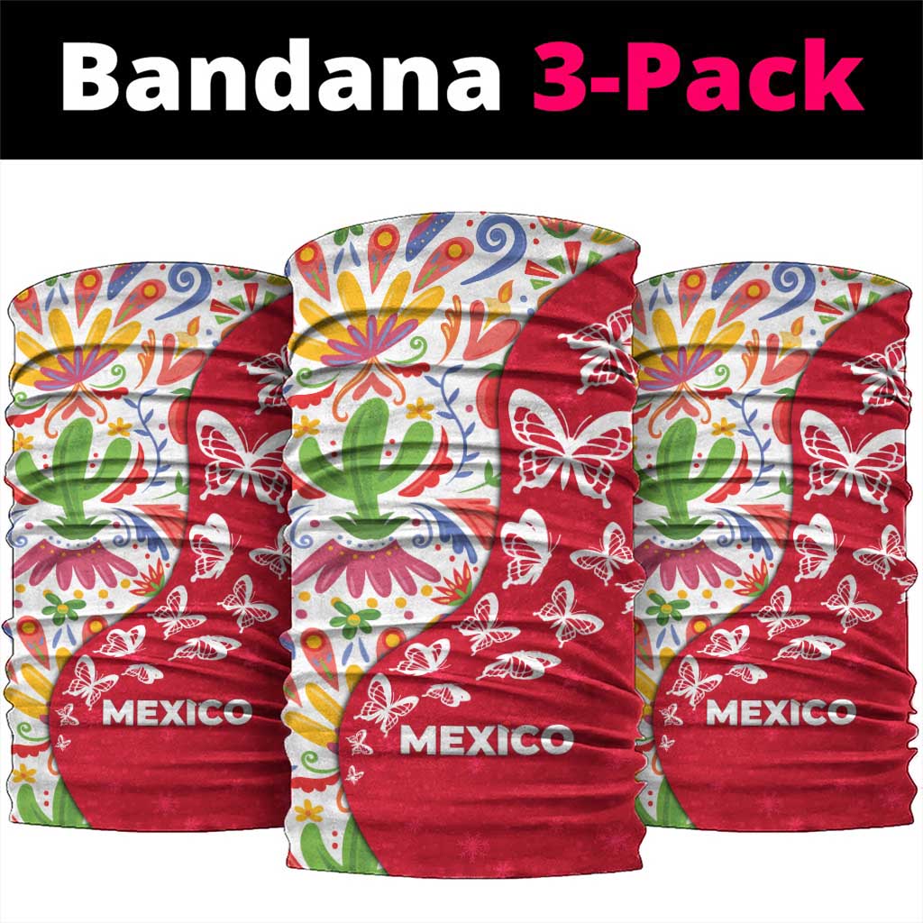 Mexico Christmas Neck Gaiter with Butterfly Cactus and Colorful Floral Folk Art - Wonder Print Shop