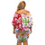 Mexico Christmas Off Shoulder Short Dress with Butterfly Cactus and Colorful Floral Folk Art - Wonder Print Shop