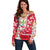 Mexico Christmas Off Shoulder Sweater with Butterfly Cactus and Colorful Floral Folk Art - Wonder Print Shop