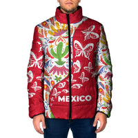 Mexico Christmas Padded Jacket with Butterfly Cactus and Colorful Floral Folk Art - Wonder Print Shop