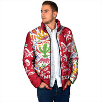 Mexico Christmas Padded Jacket with Butterfly Cactus and Colorful Floral Folk Art - Wonder Print Shop