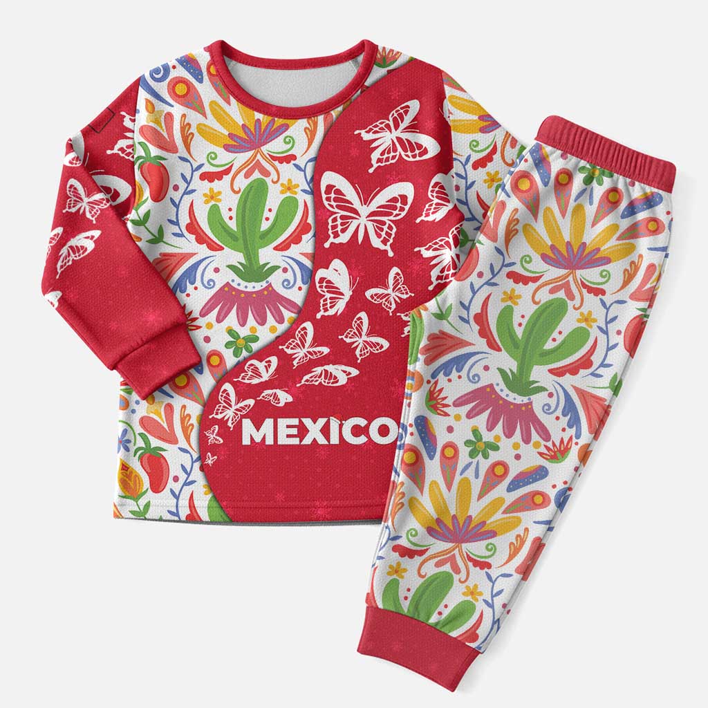 Mexico Christmas Pajama Set with Butterfly Cactus and Colorful Floral Folk Art - Wonder Print Shop