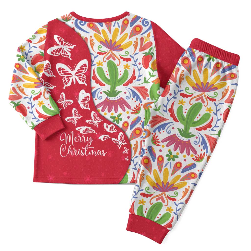 Mexico Christmas Pajama Set with Butterfly Cactus and Colorful Floral Folk Art - Wonder Print Shop