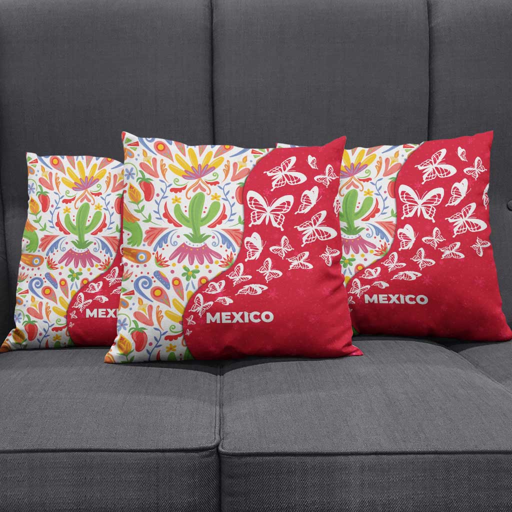 Mexico Christmas Pillow Cover with Butterfly Cactus and Colorful Floral Folk Art - Wonder Print Shop