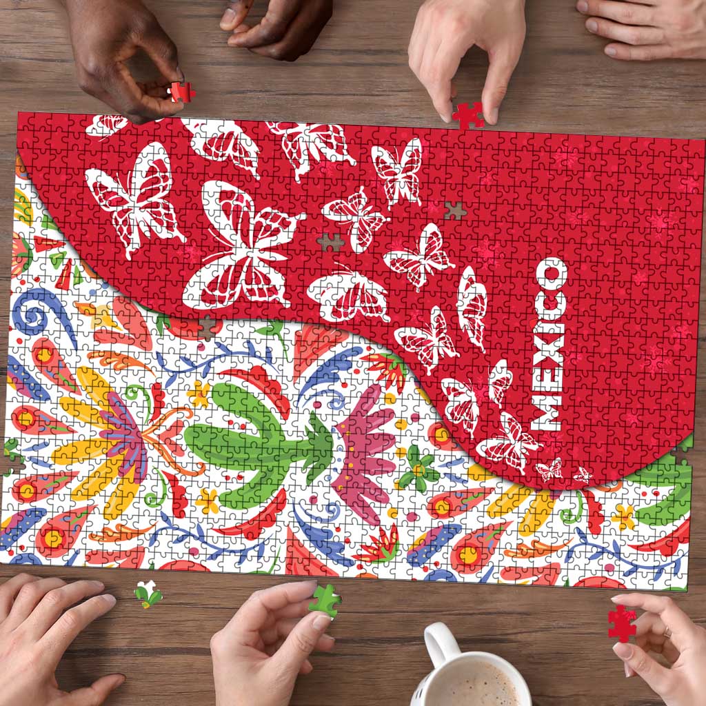 Mexico Christmas Puzzle with Butterfly Cactus and Colorful Floral Folk Art - Wonder Print Shop
