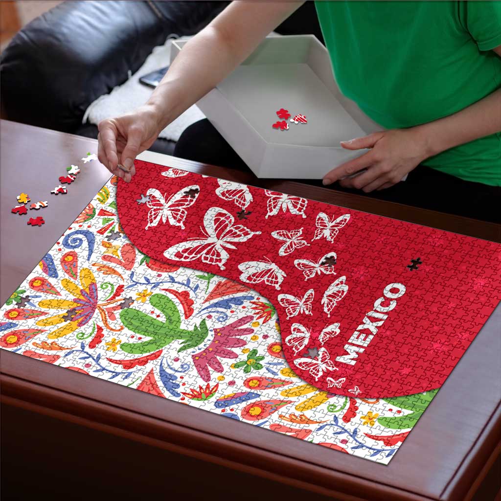 Mexico Christmas Puzzle with Butterfly Cactus and Colorful Floral Folk Art - Wonder Print Shop