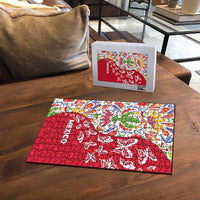 Mexico Christmas Puzzle with Butterfly Cactus and Colorful Floral Folk Art - Wonder Print Shop